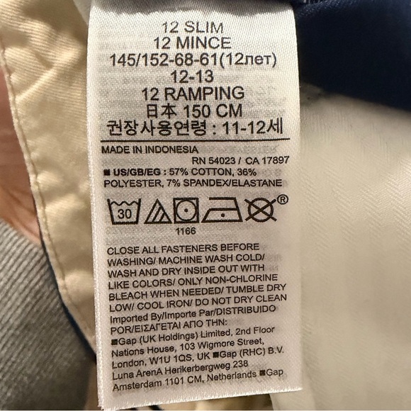 GAP Kids Navy Chinos Straight Leg Slim Fit Pants Size 12 slim New with tags! - Picture 8 of 8